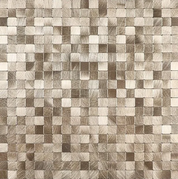 Mosaico Autoadhesivo Cubos Pequeños Cuadrados Dorado 30,5×30,5×0,4cm, imagen 2