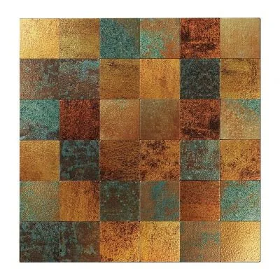 Mosaico autoadhesivo de tira de piedra bloque cuadrado Rustik Oro 30x30x0,4cm