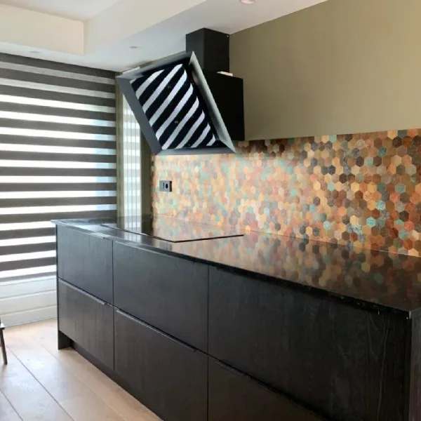 Mosaico Autoadhesivo Hexagonal Chapada en Oro 28,8×29,2×0,4cm, imagen 3