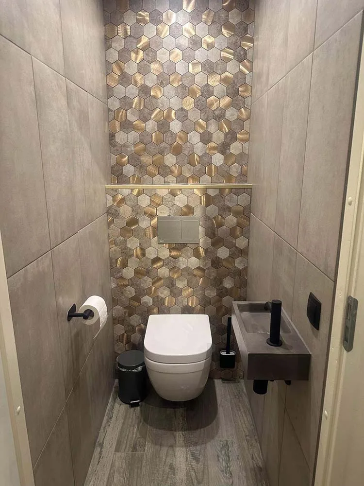 Mosaico autoadhesivo tira de ladrillo hexagonal beige medio 28,8x29x0,4cm