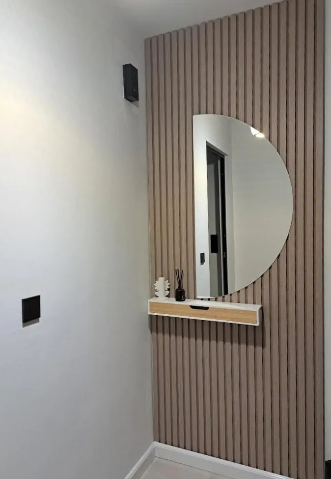 Paneles 3D acústicos MDF de madera roble claro beige 270x60x1,8cm