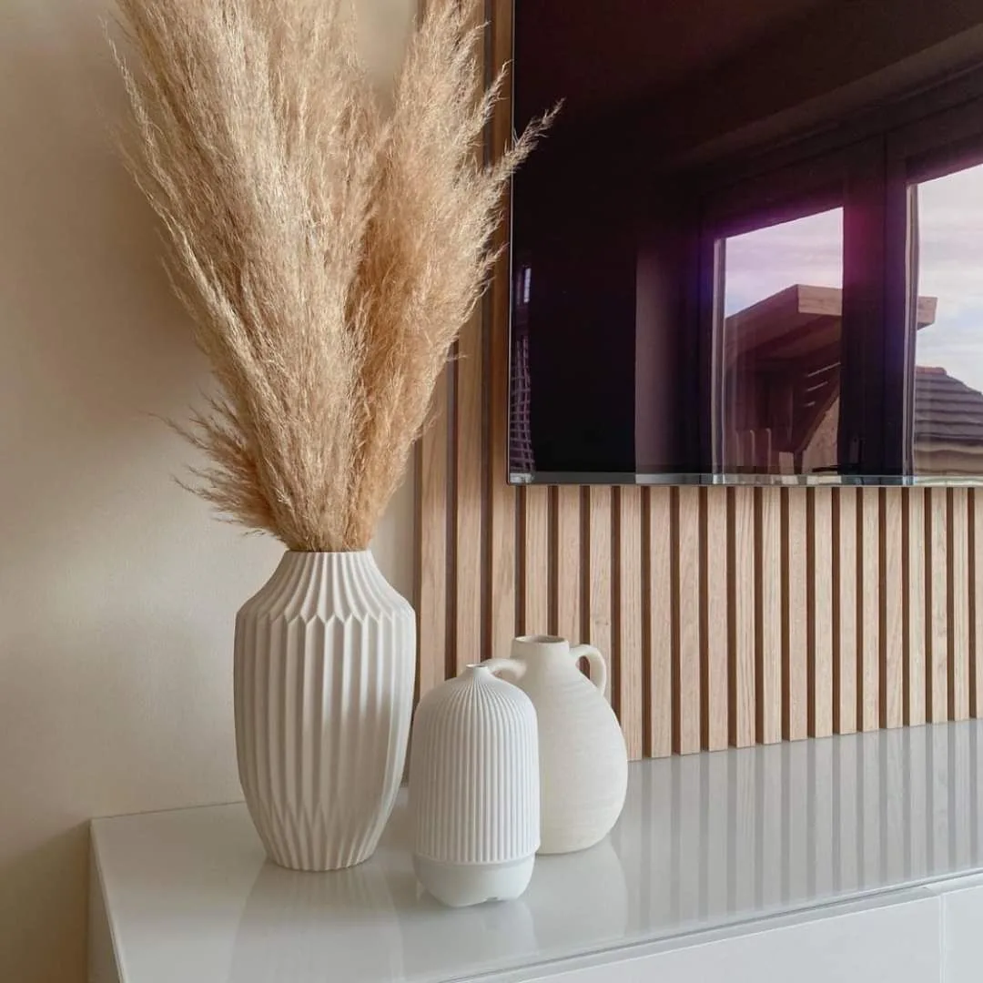 Paneles 3D acústicos MDF de madera roble claro beige 270x60x1,8cm, imagen 3