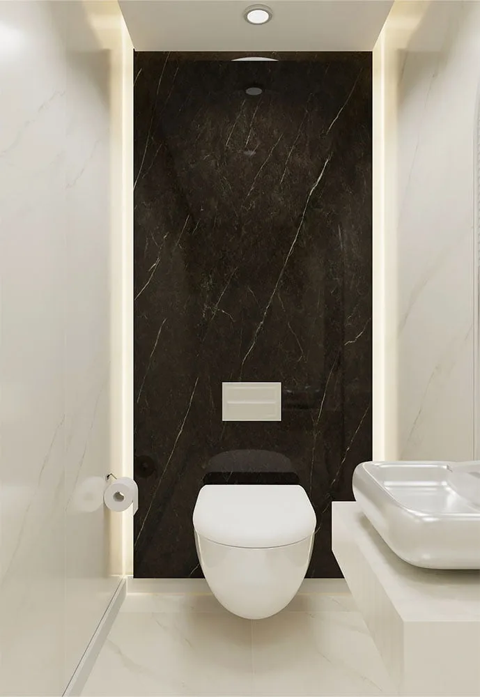 Panel SPC de pared de losa de mármol Black Trevore Matt Black 260x120x0,35cm
