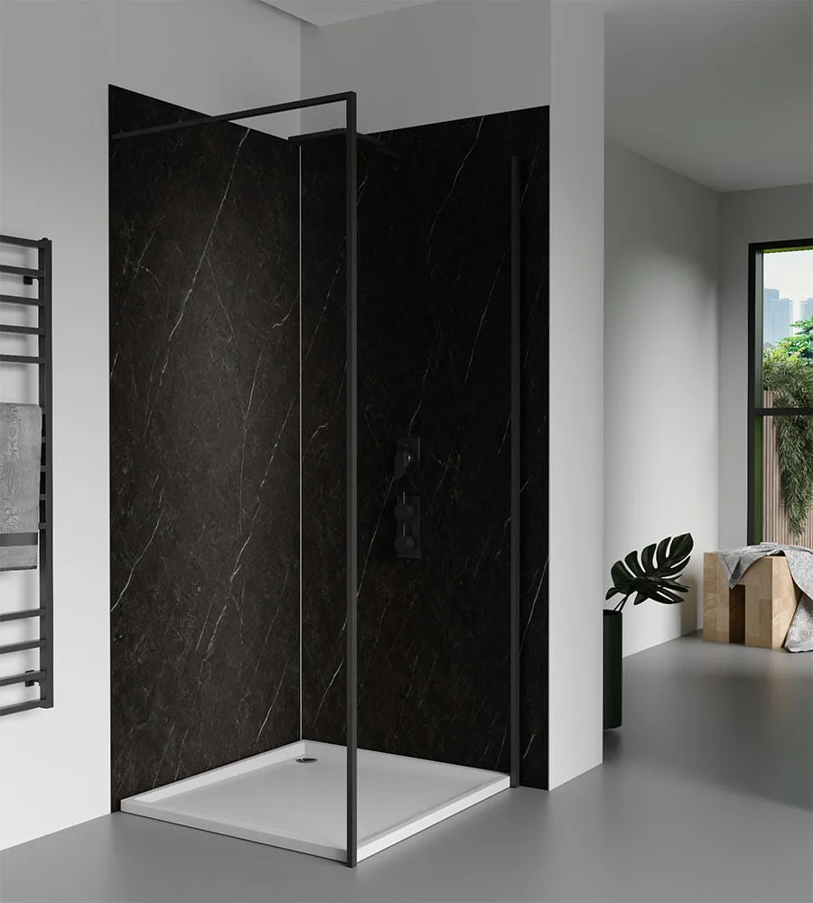 Panel SPC de pared de losa de mármol Black Trevore Matt Black 260x120x0,35cm, imagen 3