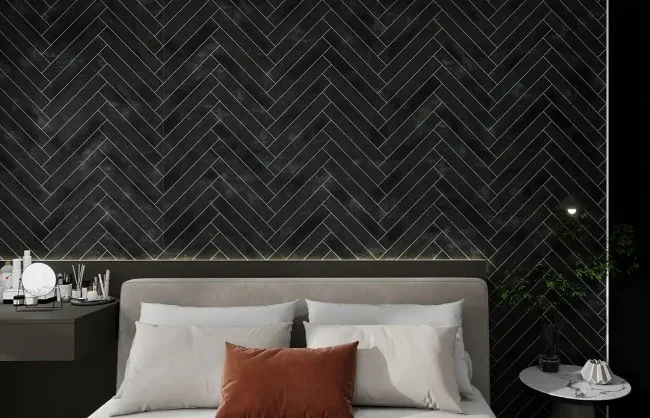 Panel SPC de pared de losa de mármol espiga antracita 260x120x0,35cm