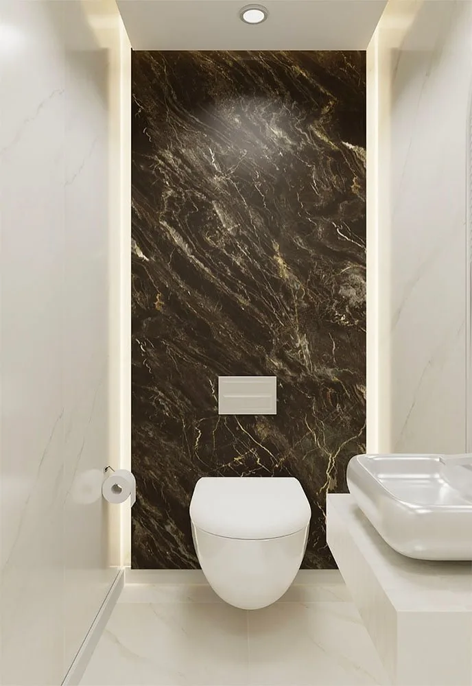 Panel SPC de pared de losa de mármol Rosseta Stone Matt Black 260x120x0,35cm, imagen 2