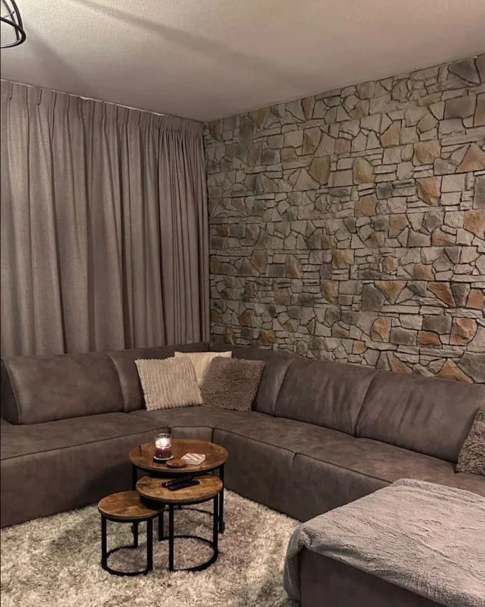 Panel 3D de pared XL PU Pizarra gris Sin juntas – Para interior/exterior – 123x56x3,5cm