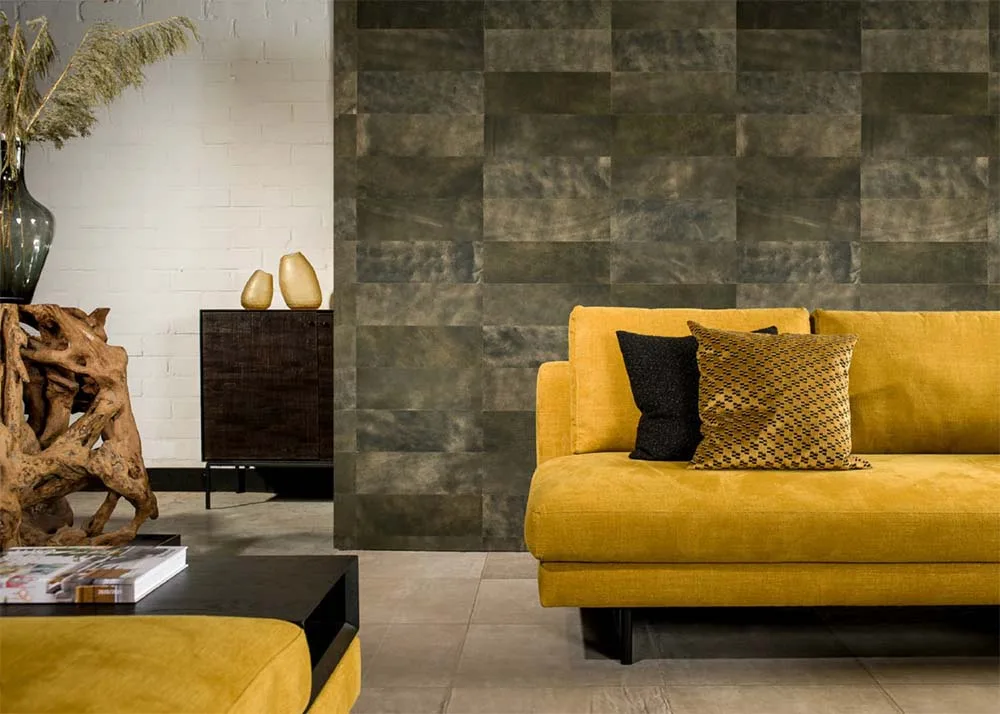 Revestimiento autoadhesivo de cuero Hennessy negro verde 1,08m²