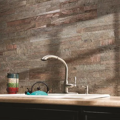 Tira autoadhesiva de piedra natural cobre brillo 60x15x0,2/0,4 cm